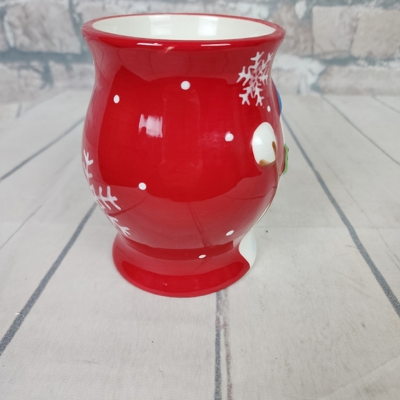 Pier 1 Imports Jolly Holiday Snowman 3D Mug Red Green Handpainted 16oz - Picture 5 of 15